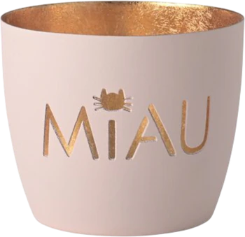 Windlicht aus Metall Miau Motiv – GIFTCOMPANY Madras Pastellrosa Gold