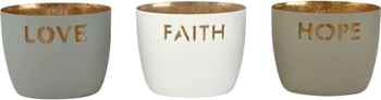 Windlicht-Set Metall XS 3er Madras Love Faith Hope GIFTCOMPANY