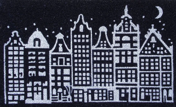 Fußmatte Kokos Townhouses schwarz/weiß – GIFTCOMPANY Design