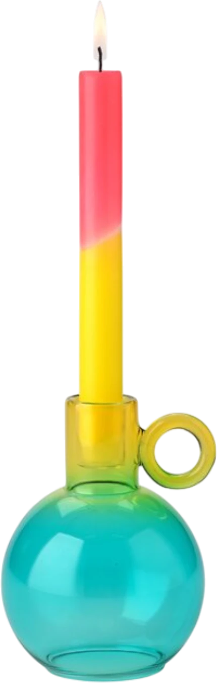 Kerzenhalter Glas GIFTCOMPANY Voile Gelb/Blau Unikat