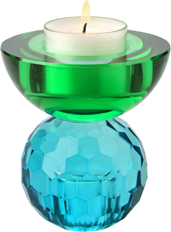 Kerzenhalter Kristallglas Blau/Grün – GIFTCOMPANY Sari Kugel