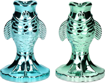 Kerzenhalter Fisch Glas Jacquard blau/grün GIFTCOMPANY