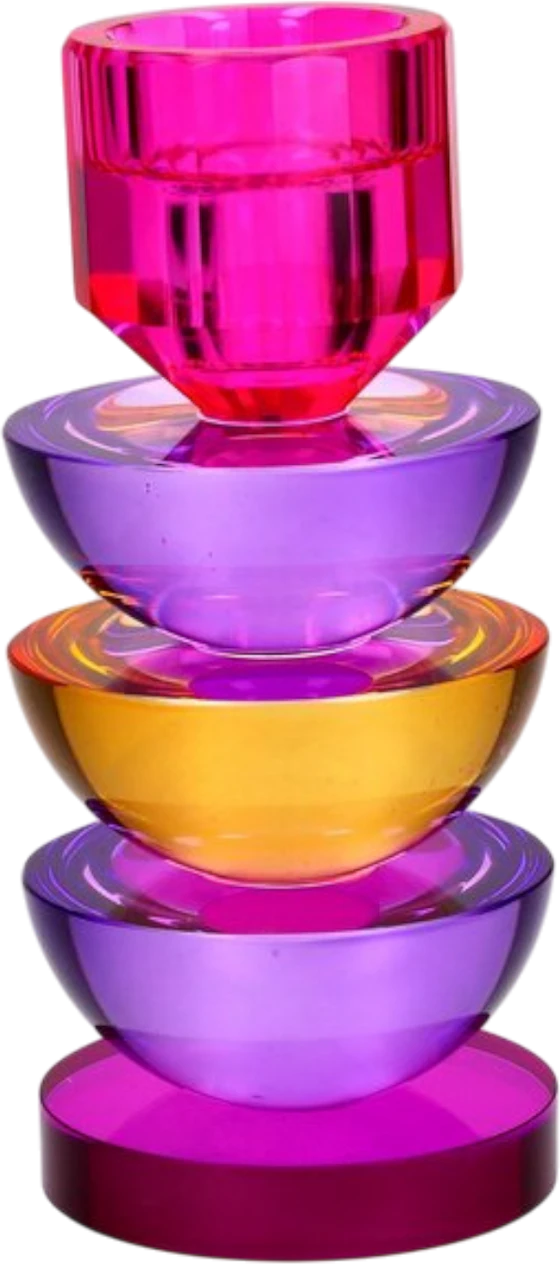 Kerzenhalter Kristallglas Sari lila/orange/pink – GIFTCOMPANY