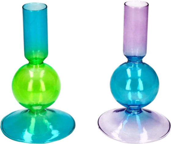 Zweifach-Kerzenhalter Glas Voile Neon – GIFTCOMPANY Design