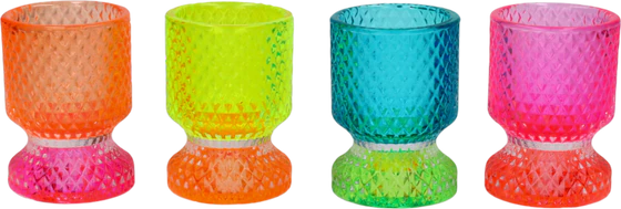 Teelichthalter-Set GIFTCOMPANY Jacquard Rautenschliff Glas 4-farbig