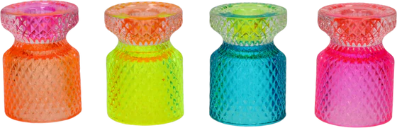 Teelichthalter-Set GIFTCOMPANY Jacquard Rautenschliff Glas 4-farbig