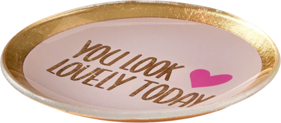 Dekorativer Glasteller GIFTCOMPANY Love Plates Pink Rund