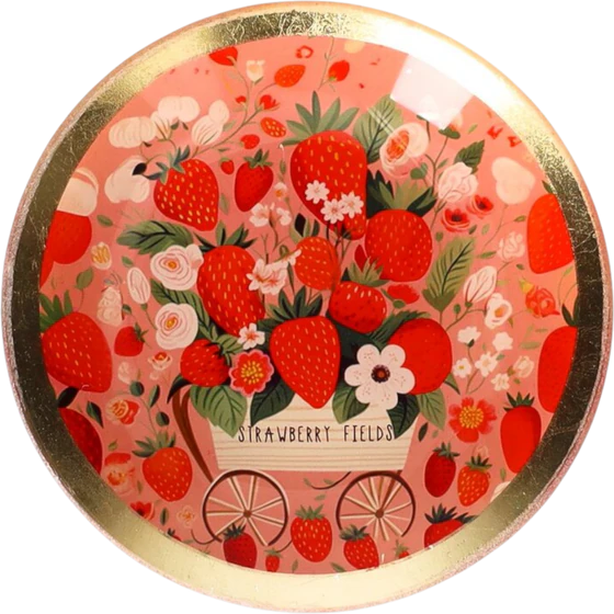 Dekorativer Glasteller GIFTCOMPANY Love Plates Rosa Erdbeer-Motiv