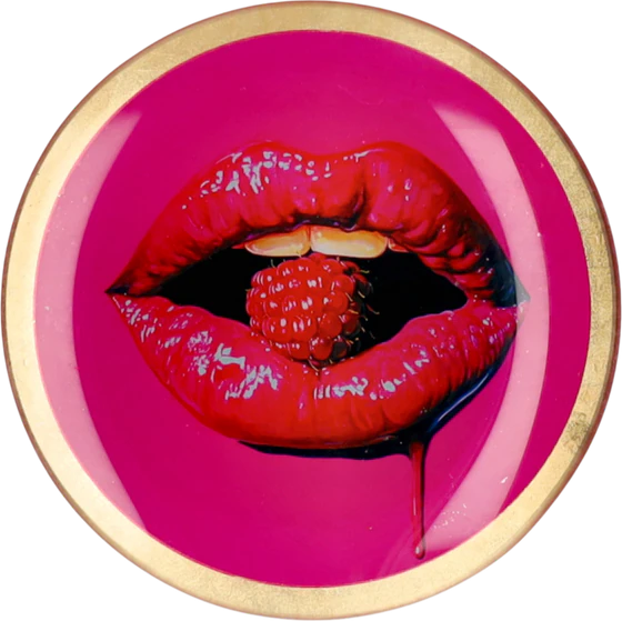 Dekorativer Glasteller GIFTCOMPANY Love Plates Mund Pink