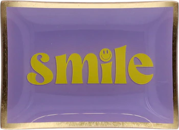 Dekorativer Glasteller GIFTCOMPANY Love Plates Smile lila gelb