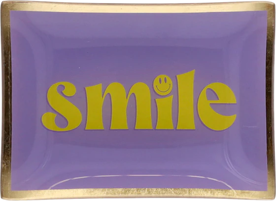 Dekorativer Glasteller GIFTCOMPANY Love Plates Smile lila gelb