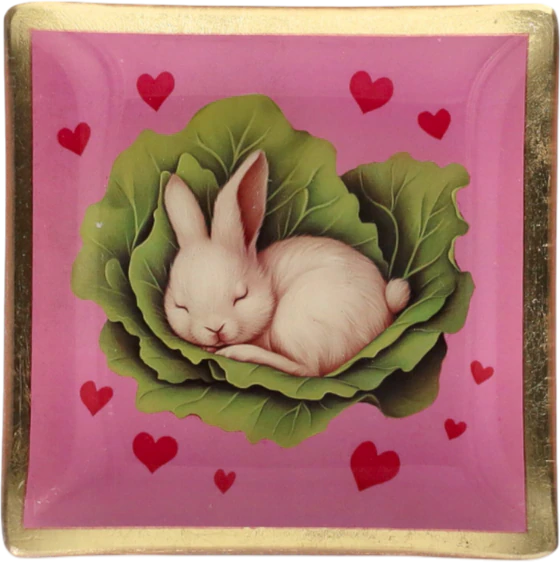 Dekorativer Glasteller GIFTCOMPANY Love Plate Hase Rosa