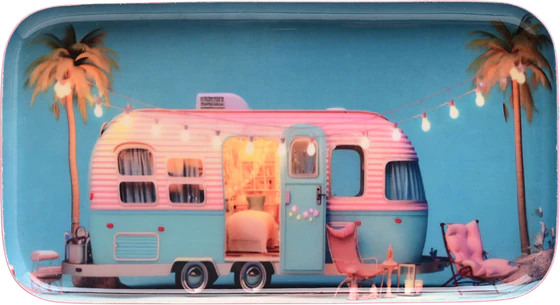 Dekotablett Metall S blau Wohnanhänger – GIFTCOMPANY Love Trays