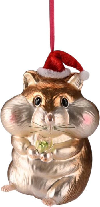 Weihnachtsbaum-Anhänger Hamster braun Glas GIFTCOMPANY