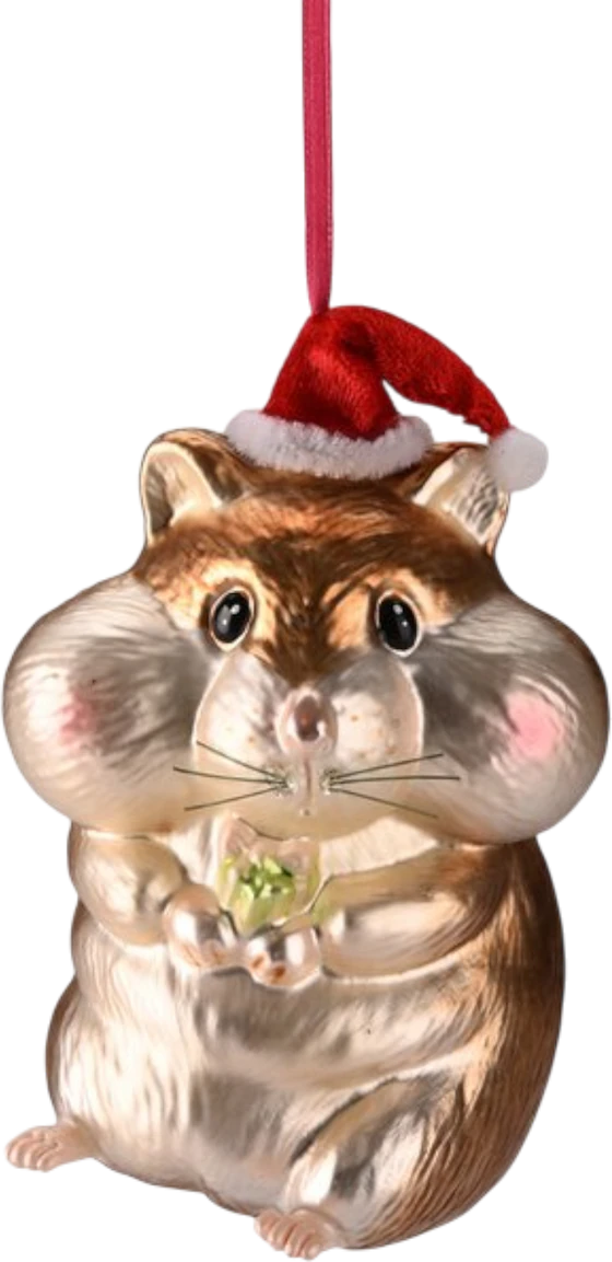 Weihnachtsbaum-Anhänger Hamster braun Glas GIFTCOMPANY