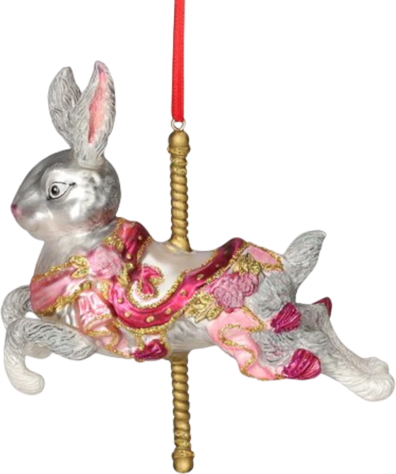 Dekorationsanhänger Karussell Hase grau rosa – GIFTCOMPANY