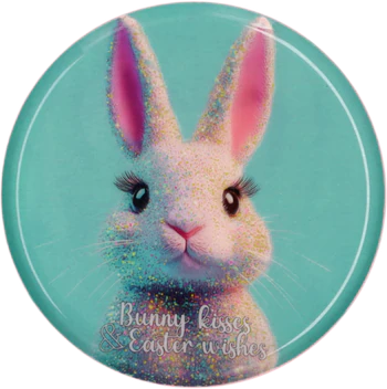 Rundes Dekotablett Eisen Glitzer Hase türkis/weiß GIFTCOMPANY