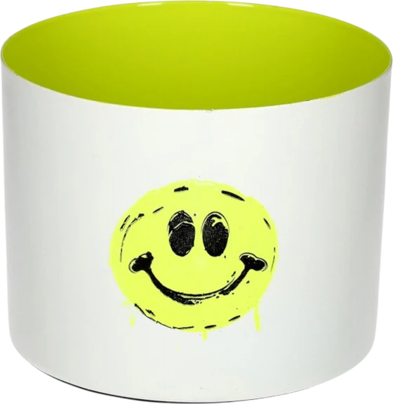 Windlicht aus Metall Smiley Weiß/Lemon – GIFTCOMPANY Unikat