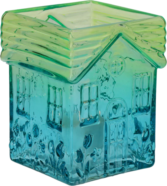 Windlicht Glas Hausform Jacquard Türkis Grün – GIFTCOMPANY