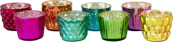 Teelichthalter-Set Jacquard Neon Silber 8-tlg – GIFTCOMPANY Glas Design