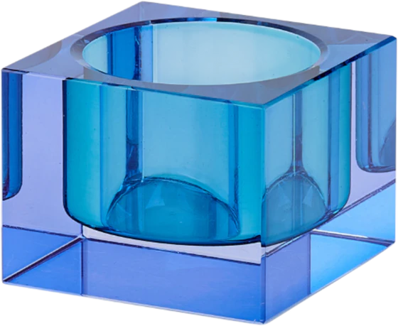 Teelichthalter Kristallglas XS Blau – Funkelnde Lichtreflexe von GIFTCOMPANY