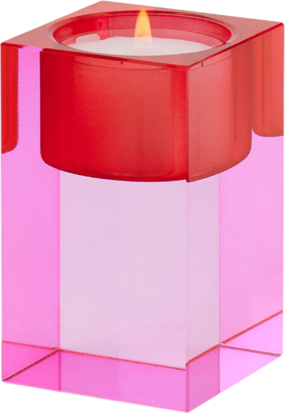 Teelichthalter Kristallglas Sari Rosa/Rot – GIFTCOMPANY