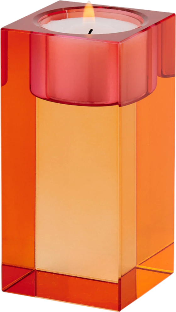 Teelichthalter Kristallglas Sari Orange Rosa – Handgefertigt von GIFTCOMPANY