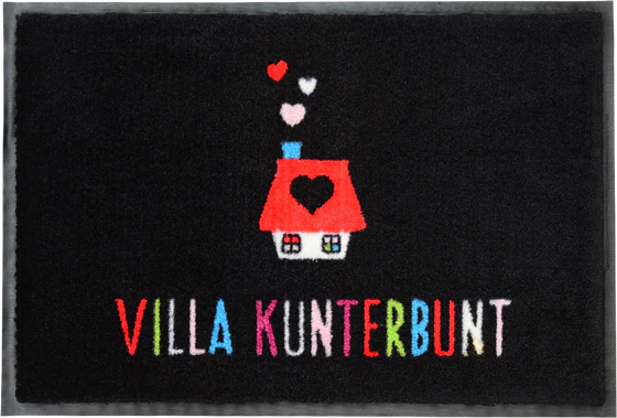 Waschbare Fußmatte Villa Kunterbunt schwarz/bunt – Rutschfest von GIFTCOMPANY