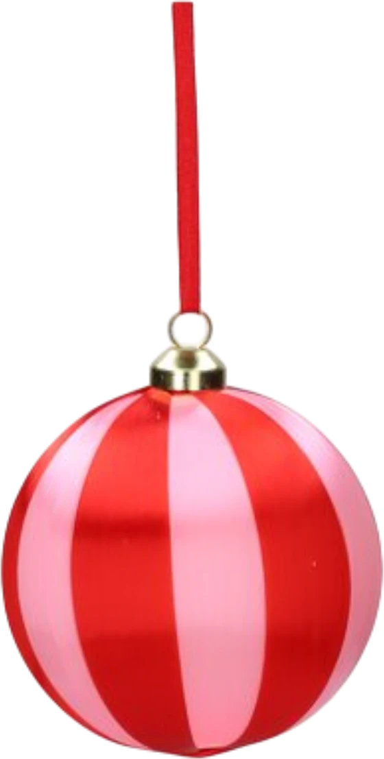 Christbaumkugel 8cm Rosa/Rot Streifen – Bruchsicher von GIFTCOMPANY