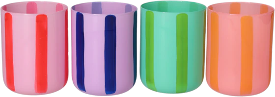 Teelichthalter Glas Set GIFTCOMPANY Linea gestreift bunt