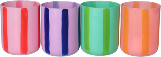 Teelichthalter Glas Set GIFTCOMPANY Linea gestreift bunt