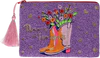 Kosmetiktasche M Boots and Flowers Blau Rot Baumwolle