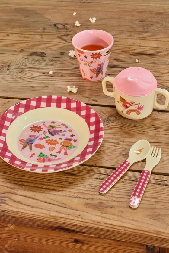Trinklernbecher Baby Rice by Rice 250ml Pink Heldenmotiv