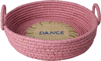 Runder Brotkorb Raffia Pink DANCE - Rice by Rice Unikat