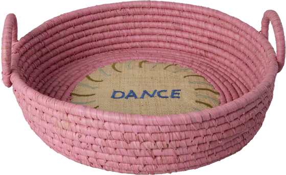 Runder Brotkorb Raffia Pink DANCE - Rice by Rice Unikat