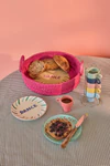 Runder Brotkorb Raffia Pink DANCE - Rice by Rice Unikat