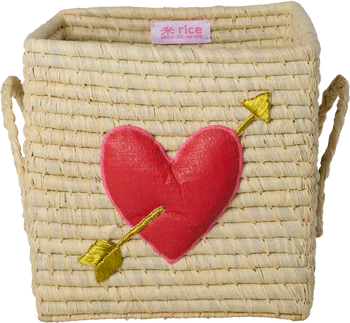 Kleiner Aufbewahrungskorb Raffia 3D-Herz Rice by Rice