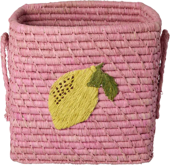 Quadratischer Aufbewahrungskorb Raffia Zitrone Rice by Rice