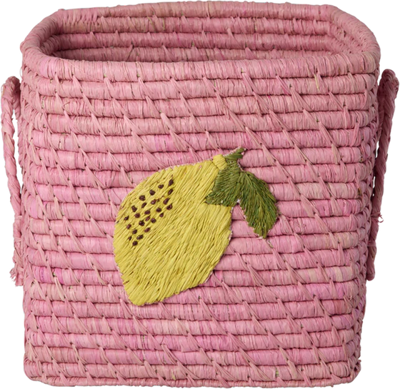 Quadratischer Aufbewahrungskorb Raffia Zitrone Rice by Rice
