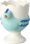 Eierbecher Keramik Huhn Blau Rice by Rice – Handbemalt Unikat - Blue