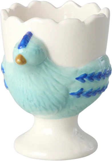 Eierbecher Keramik Huhn Blau Rice by Rice – Handbemalt Unikat