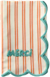 Stoffserviette Rice by Rice Baumwolle Orange Streifen 40x40 cm - Scallop Egde and Tufted Green MERCI