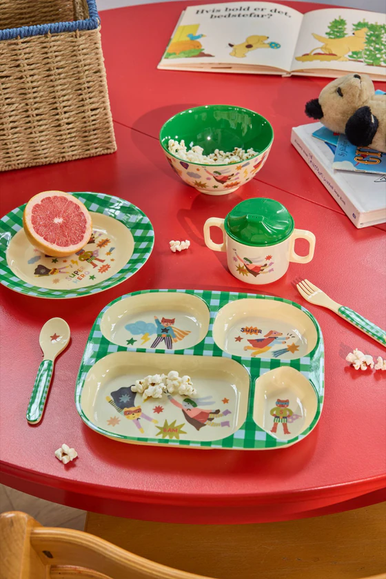 Kinderschale Melamin Grün 250ml Hero Print – Rice by Rice