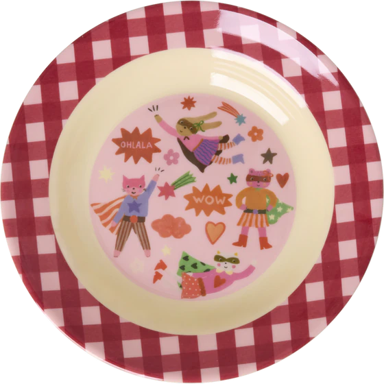 Kinderschale Melamin 250ml Rosa Hero Print – Rice by Rice