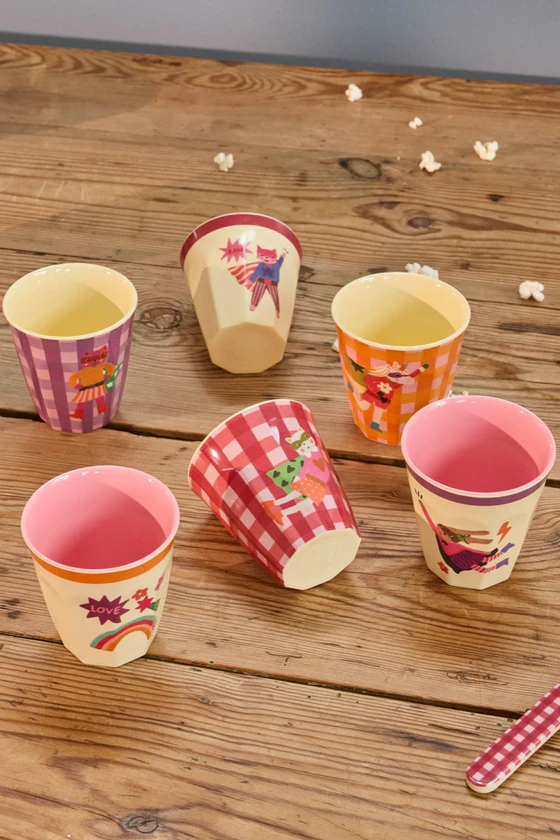 Kinderbecher-Set Melamin Rice by Rice Hero Print Grün 6er-Pack