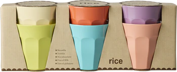 Trinkbecher-Set Melamin Rice by Rice 250ml 6er robust bunt