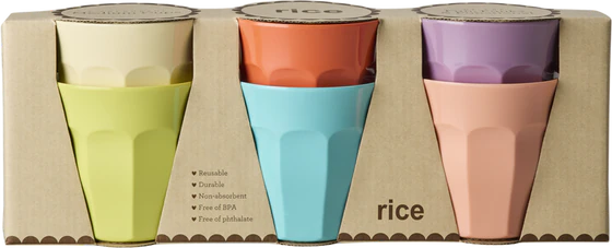 Trinkbecher-Set Melamin Rice by Rice 250ml 6er robust bunt