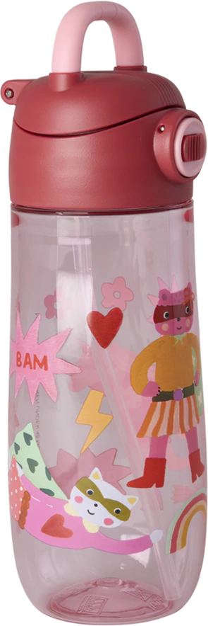 Kinder-Trinkflasche Hero Print Pink 550ml Rice by Rice