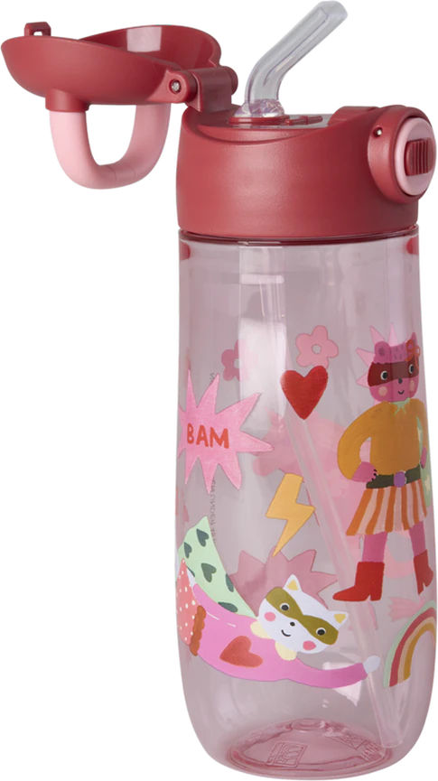 Kinder-Trinkflasche Hero Print Pink 550ml Rice by Rice