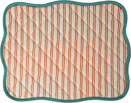 Gestepptes Platzset Rice by Rice – Orange Streifen Mint Rückseite